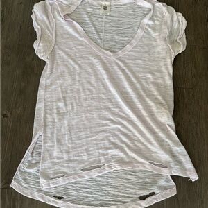 We The Free Light Pink Distressed V-Neck Tee